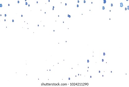 Light BLUE vector cover with financial symbols. Abstract illustration with colored financial digital symbols. The pattern can be used as ads, poster, banner for payments.