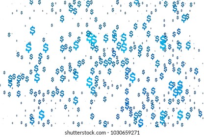 Light BLUE vector cover with financial symbols. Modern geometrical abstract illustration with banking symbols. Best design for your ad, poster, banner of USD money.