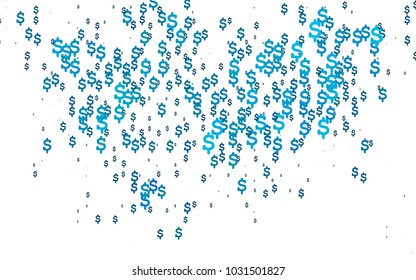 Light BLUE vector cover with financial symbols. Shining colored illustration with dollar signs, USD. Template can be used as a background for ads of markets, loans.