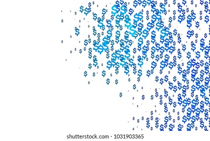 Light BLUE vector cover with financial symbols. Shining illustration with signs of dollars on abstract template. The pattern can be used for ad, booklets, leaflets of banks