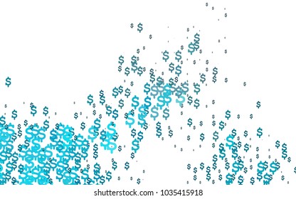 Light BLUE vector cover with financial symbols. Shining colored illustration with dollar signs, USD. Best design for your ad, poster, banner of USD money.