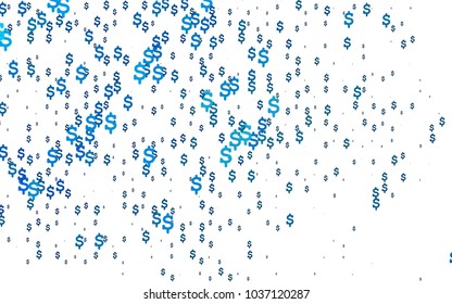 Light BLUE vector cover with financial symbols. Modern geometrical abstract illustration with banking symbols. The pattern can be used for financial, investment websites.