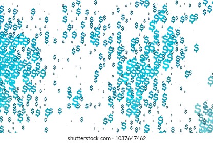 Light BLUE vector cover with financial symbols. Shining colored illustration with dollar signs, USD. The pattern can be used for financial, investment websites.