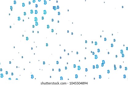 Light BLUE vector cover with financial symbols. Shining illustration with signs of Bitcoins on abstract template. The pattern can be used for ad, booklets, leaflets of banks.