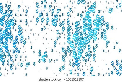 Light BLUE vector cover with financial symbols. Abstract illustration with colored financial, cash symbols. The pattern can be used as ads, poster, banner for payments.