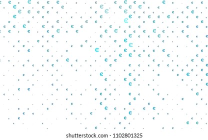 Light BLUE vector cover with financial symbols. Blurred design in simple style with symbols of Euro. Best design for your ad, poster, banner of BTC money.