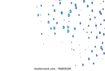 Light BLUE vector cover with financial symbols. Shining colored illustration with Bitcoin signs, BTC. Smart design for your business advert of economic, wealth.