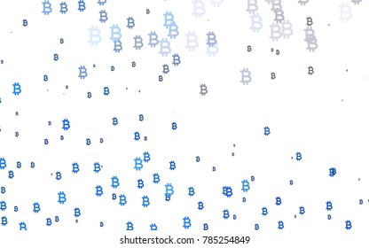 Light BLUE vector cover with financial symbols. Modern abstract illustration with symbols of digital money. The pattern can be used as ads, poster, banner for payments.