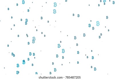 Light BLUE vector cover with financial symbols. Blurred design in simple style with symbols of Bitcoins. Smart design for your business advert of economic, wealth.
