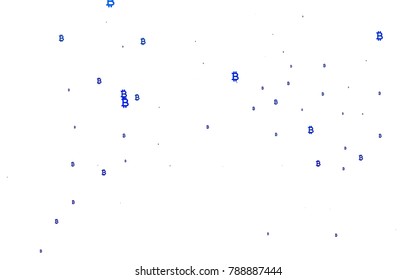 Light BLUE vector cover with financial symbols. Modern abstract illustration with symbols of digital money. Best design for your ad, poster, banner of BTC money.