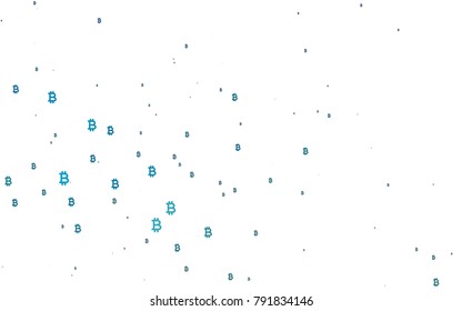 Light BLUE vector cover with financial symbols. Shining colored illustration with Bitcoin signs, BTC. The pattern can be used as ads, poster, banner for payments.