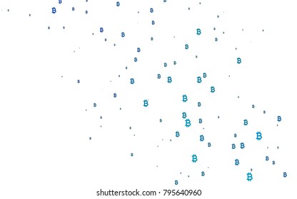 Light BLUE vector cover with financial symbols. Blurred design in simple style with symbols of Bitcoins. Smart design for your business advert of economic, wealth.