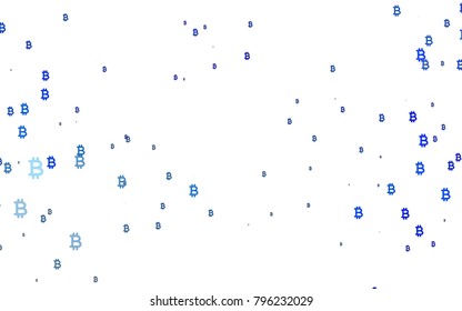 Light BLUE vector cover with financial symbols. Shining illustration with signs of Bitcoins on abstract template. Smart design for your business advert of economic, wealth.