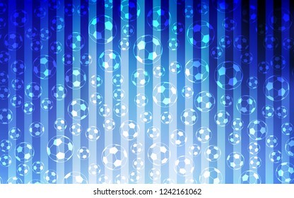 Light BLUE vector cover with football symbols. Colorful gradient with signs of soccer tournament. Pattern for booklets, leaflets of soccer turnament.
