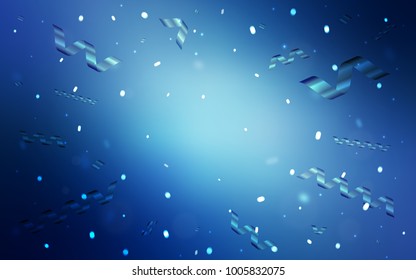 Light BLUE vector cover with happy holiday ribbons. Blurred decorative design in anniversary style with confetti. The pattern can be used for new year ad, booklets.