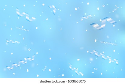 Light BLUE vector cover with happy holiday ribbons. Decorative shining illustration with ribbons on abstract template. New design for ad, poster, banner of your Party.