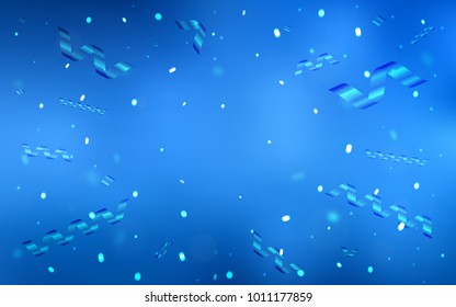 Light BLUE vector cover with happy holiday ribbons. Blurred decorative design in anniversary style with confetti. New design for ad, poster, banner of your Party.