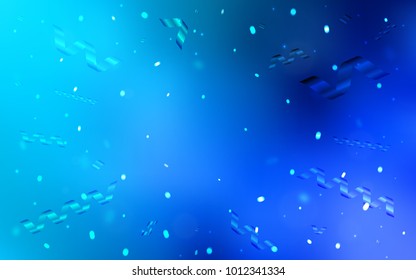 Light BLUE vector cover with happy holiday ribbons. Confetti on blurred abstract background with colorful gradient. Beautiful design for your business advert of anniversary.