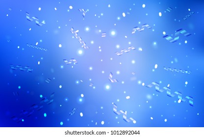 Light BLUE vector cover with happy holiday ribbons. Modern geometrical abstract illustration with carnival ribbons. The pattern can be used for birthday gifts, congratulations.