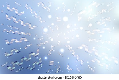 Light BLUE vector cover with happy holiday ribbons. Decorative shining illustration with ribbons on abstract template. The pattern can be used for birthday gifts, congratulations.