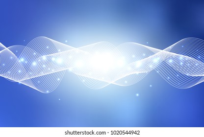 Light BLUE vector cover with happy holiday ribbons. Modern geometrical abstract illustration with carnival ribbons. The pattern can be used for birthday gifts, congratulations.