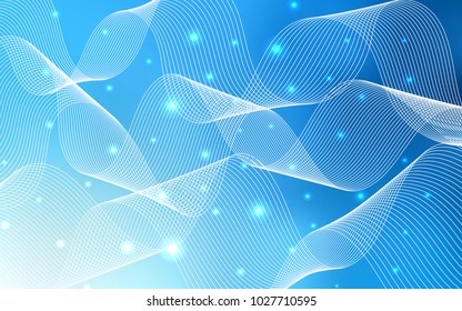 Light BLUE vector cover with happy holiday ribbons. Decorative shining illustration with ribbons on abstract template. The pattern can be used for birthday gifts, congratulations.