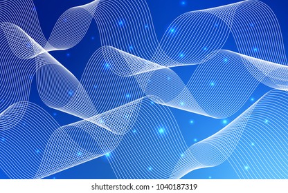 Light BLUE vector cover with happy holiday ribbons. Decorative shining illustration with ribbons on abstract template. The pattern can be used for carnival, festival leaflets.
