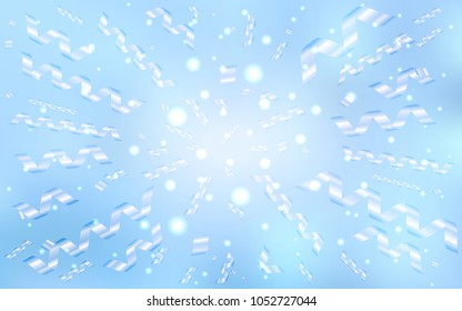 Light BLUE vector cover with happy holiday ribbons. Decorative shining illustration with ribbons on abstract template. The pattern can be used for carnival, festival leaflets.