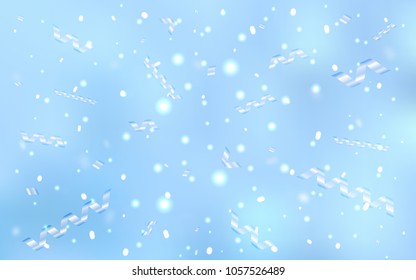Light BLUE vector cover with happy holiday ribbons. Beautiful colored illustration with ribbon in celebration style. The pattern can be used for new year ad, booklets.