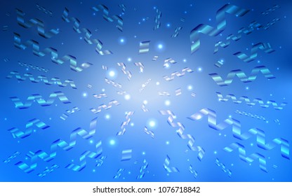 Light BLUE vector cover with happy holiday ribbons. Decorative shining illustration with ribbons on abstract template. The template can be used as a background for postcards.