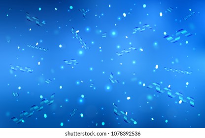 Light BLUE vector cover with happy holiday ribbons. Blurred decorative design in anniversary style with confetti. The pattern can be used for birthday gifts, congratulations.