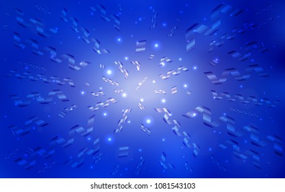 Light BLUE vector cover with happy holiday ribbons. Modern geometrical abstract illustration with carnival ribbons. The pattern can be used for birthday gifts, congratulations.