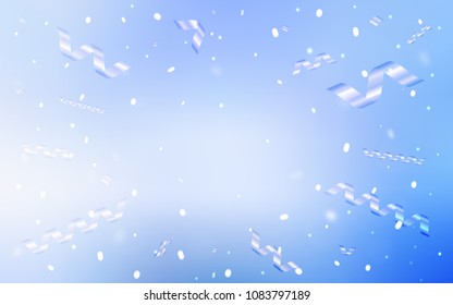 Light BLUE vector cover with happy holiday ribbons. Blurred decorative design in anniversary style with confetti. The pattern can be used for new year ad, booklets.