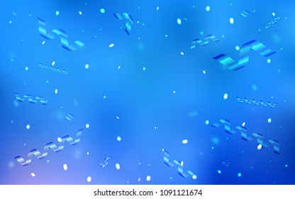 Light BLUE vector cover with happy holiday ribbons. Modern geometrical abstract illustration with carnival ribbons. Beautiful design for your business advert of anniversary.