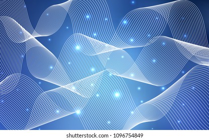 Light BLUE vector cover with happy holiday ribbons. Blurred decorative design in anniversary style with confetti. The pattern can be used for new year ad, booklets.