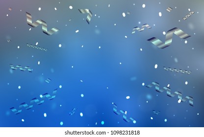 Light BLUE vector cover with happy holiday ribbons. Modern geometrical abstract illustration with carnival ribbons. The pattern can be used for birthday gifts, congratulations.