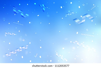 Light BLUE vector cover with happy holiday ribbons. Beautiful colored illustration with ribbon in celebration style. The template can be used as a background for postcards.