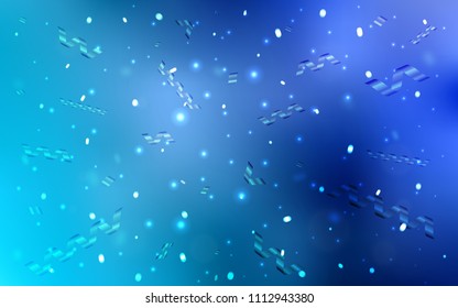 Light BLUE vector cover with happy holiday ribbons. Glitter abstract illustration with colorful confetti, ribbons. Beautiful design for your business advert of anniversary.