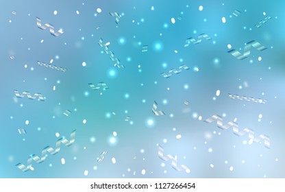 Light BLUE vector cover with happy holiday ribbons. Glitter abstract illustration with colorful confetti, ribbons. Beautiful design for your business advert of anniversary.