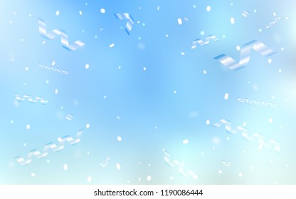 Light BLUE vector cover with happy holiday ribbons. Beautiful colored illustration with ribbon in celebration style. The pattern can be used for carnival, festival leaflets.