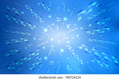 Light BLUE vector cover with happy holiday ribbons. Decorative shining illustration with ribbons on abstract template. New design for ad, poster, banner of your Party.