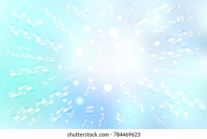 Light BLUE vector cover with happy holiday ribbons. Confetti on blurred abstract background with colorful gradient. The pattern can be used for birthday gifts, congratulations.