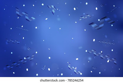 Light BLUE vector cover with happy holiday ribbons. Modern geometrical abstract illustration with carnival ribbons. The pattern can be used for birthday gifts, congratulations.