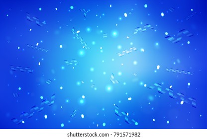Light BLUE vector cover with happy holiday ribbons. Decorative shining illustration with ribbons on abstract template. The template can be used as a background for postcards.