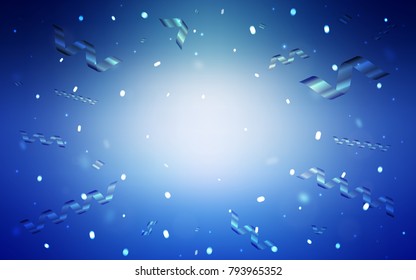 Light BLUE vector cover with happy holiday ribbons. Decorative shining illustration with ribbons on abstract template. The pattern can be used for new year ad, booklets.
