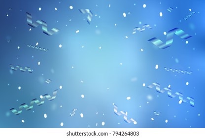 Light BLUE vector cover with happy holiday ribbons. Modern geometrical abstract illustration with carnival ribbons. The pattern can be used for birthday gifts, congratulations.