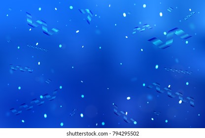 Light BLUE vector cover with happy holiday ribbons. Glitter abstract illustration with colorful confetti, ribbons. New design for ad, poster, banner of your Party.