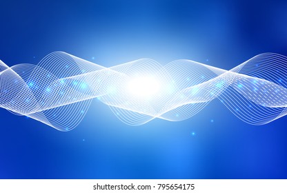 Light BLUE vector cover with happy holiday ribbons. Decorative shining illustration with ribbons on abstract template. The template can be used as a background for postcards.