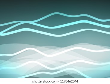 Light BLUE vector cover with long lines. Lines on blurred abstract background with gradient. Best design for your ad, poster, banner.