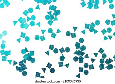 Leichte BLAU-Vektorgrafik im polygonalen Stil mit Kreisen. Abstrakte Farbverlauf-Illustration mit Kreisen, Dreiecken, Würfeln. Vorlage für Bildschirmhintergründe.
